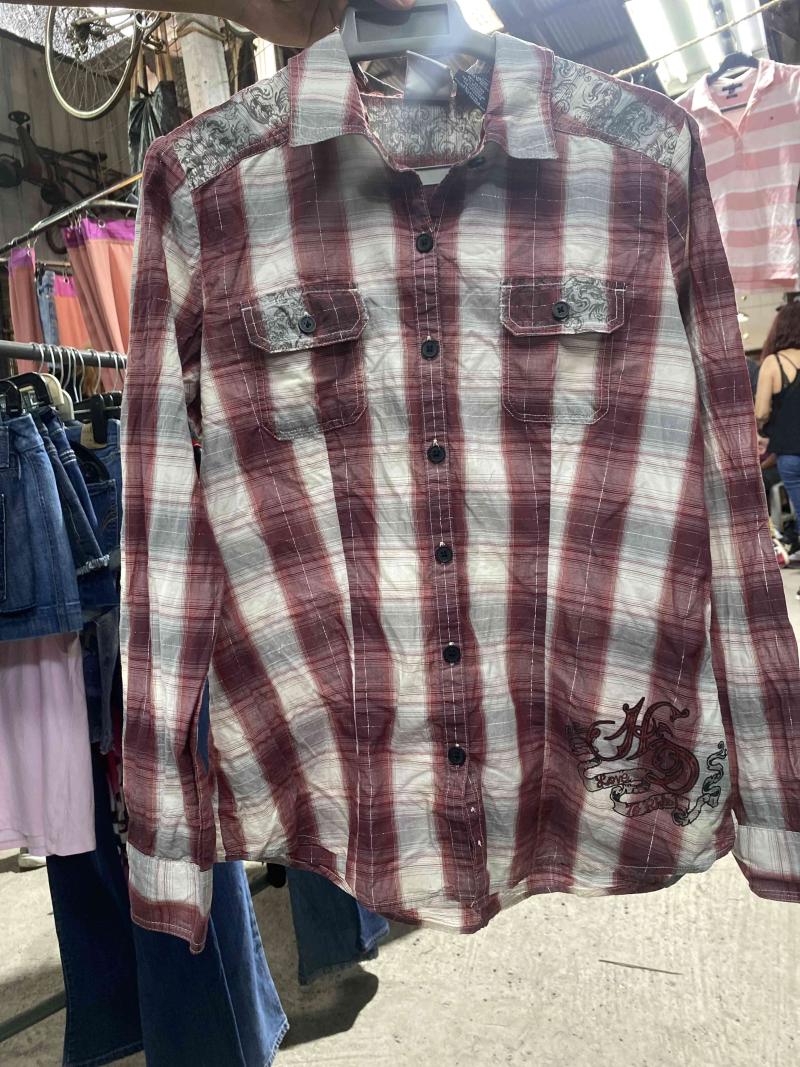 Harley Davidson Camisa a cuadros roja y blanca