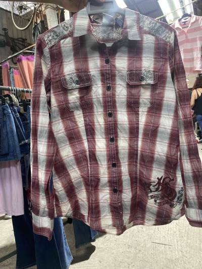Harley Davidson Camisa a cuadros roja y blanca - miniatura 1