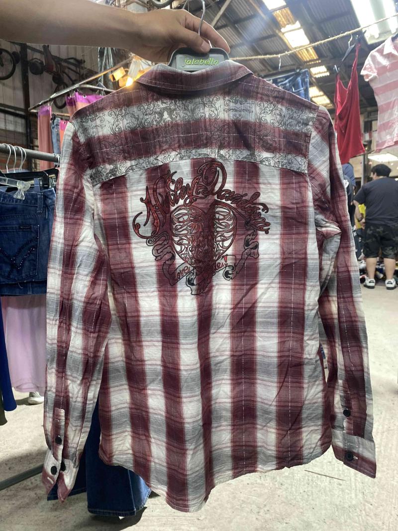 Harley Davidson Camisa a cuadros roja y blanca - 2