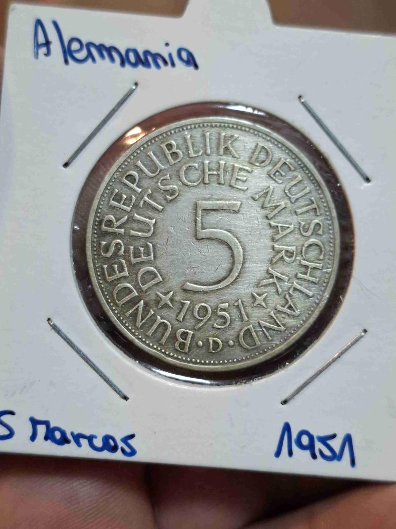 Moneda alemana 5 Marcos 1951