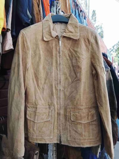 Chaqueta beige con cierre gamuza - miniatura 1