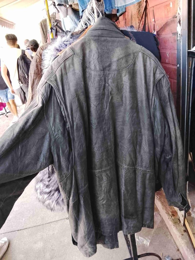 Chaqueta de cuero gris vintage talla xl - 4