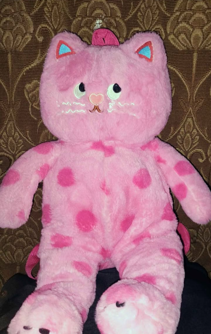 Mochila de peluche gato rosado - 2