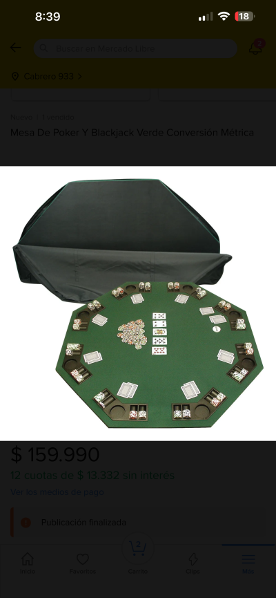Mesa de póker y blackjack verde + maletín fichas - miniatura 1