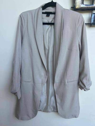 Blazer beige elegante mujer - miniatura 3